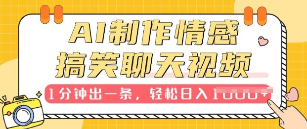 AI制作情感搞笑聊天视频，1分钟出一条，100%过原创，新手也能轻松上手-斜杠青年